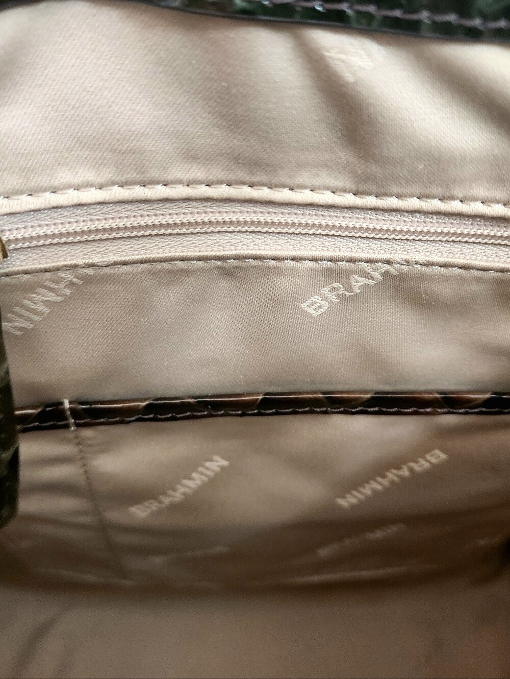 NWT Brahmin Hunter Amaya Caroline Green Brown Croc-Embossed Leather Satchel - Picture 3 of 14